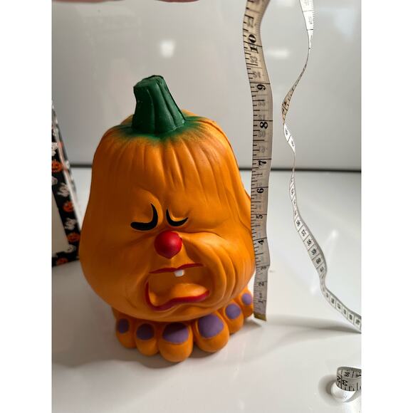 2 new vintage Halloween grumpy pumpkin displays. UNTESTED! Orange decoration - Picture 10 of 16